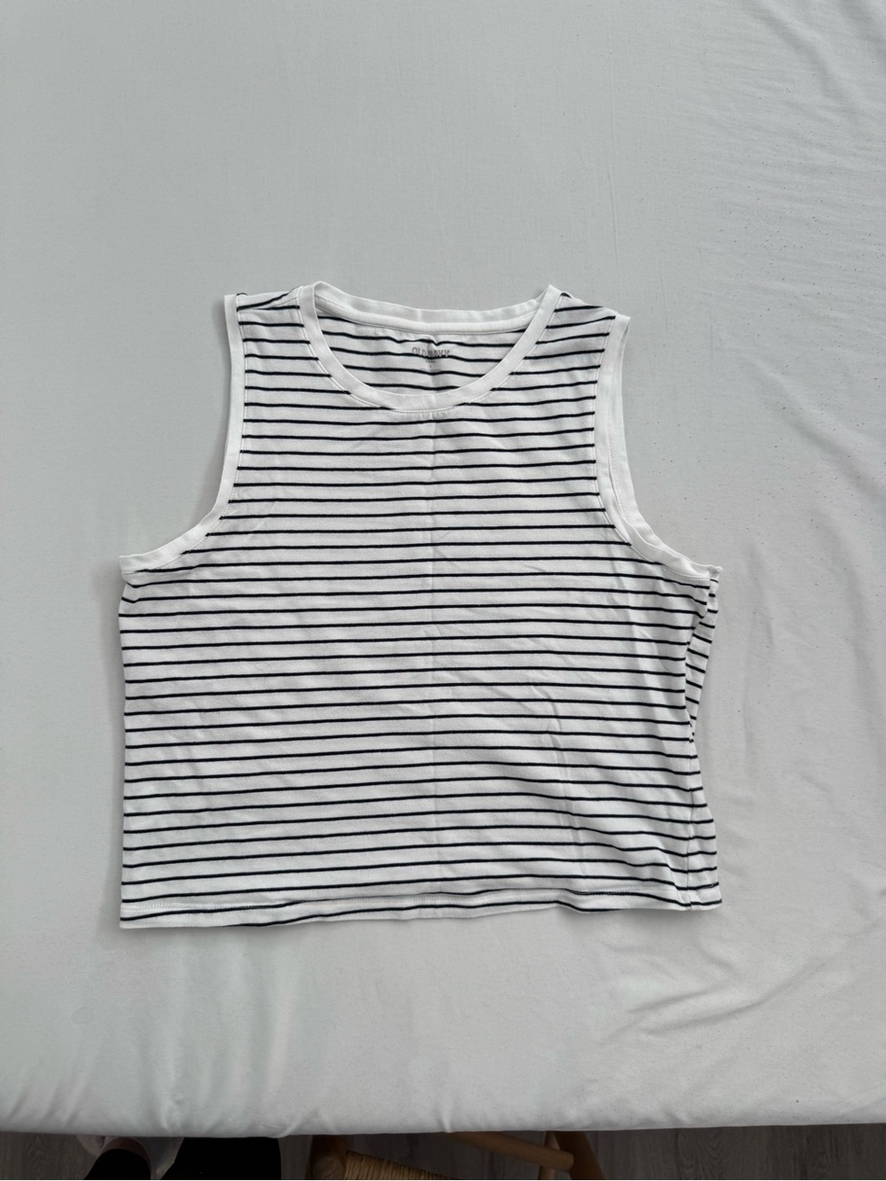 Old Navy Women’s Striped Sleeveless Crop Tank Top - White and Black Large